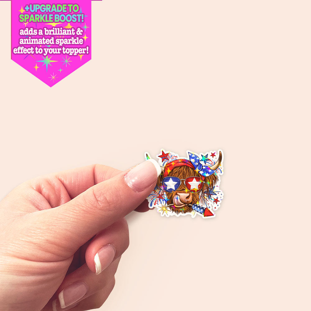 Firecracker Patriotic Cow Sticker - - Topperswap