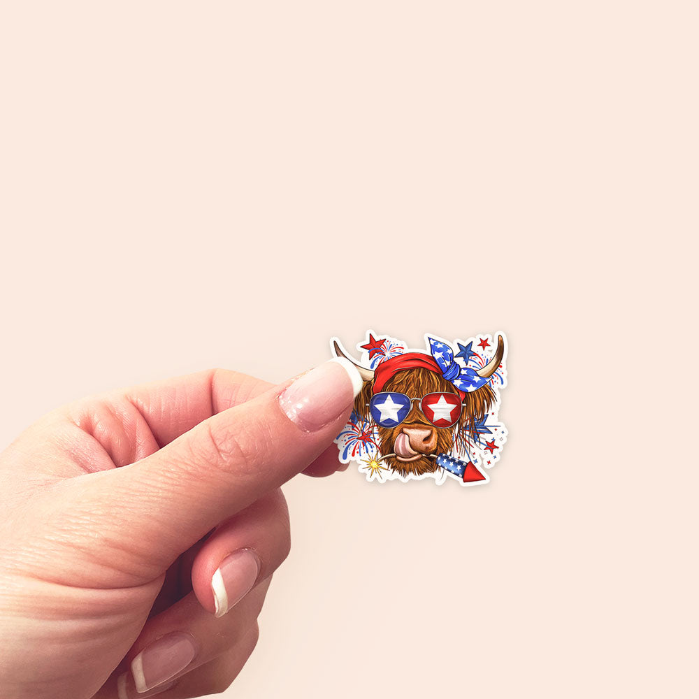 Firecracker Patriotic Cow Sticker - - Topperswap