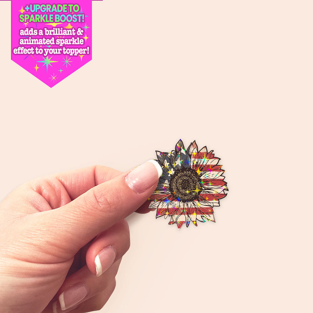 Patriotic Flower Sticker - - Topperswap