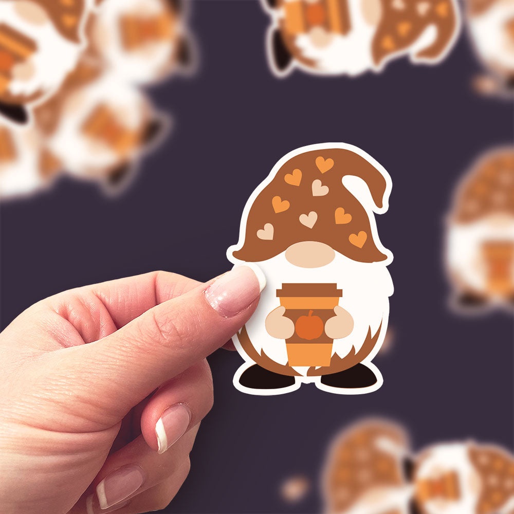 Pumpkin Spiced Latte Gnome Sticker - Classic Shine - Topperswap