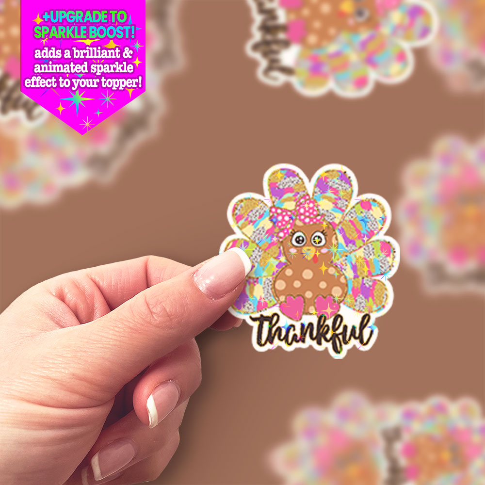 Thankful Turkey Cutie Sticker - Make it Sparkle - Topperswap