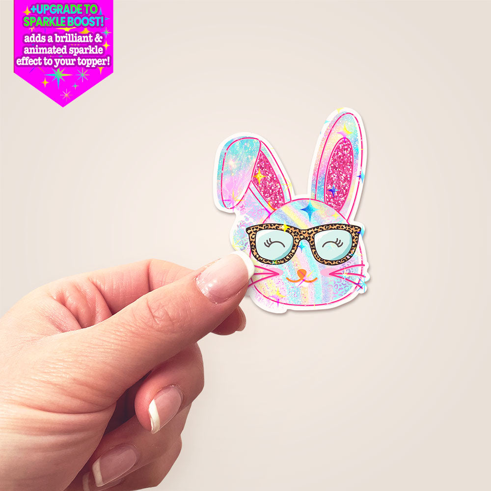 Trendy Easter Bunny Sticker - Make it Sparkle - Topperswap