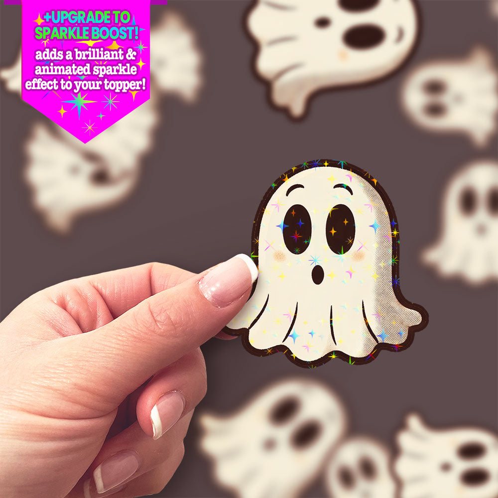 Scaredy Ghost Sticker - Make it Sparkle - Topperswap