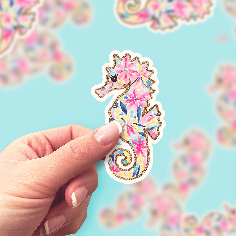 Sea You Sparkle Seahorse Sticker - Classic Shine - Topperswap