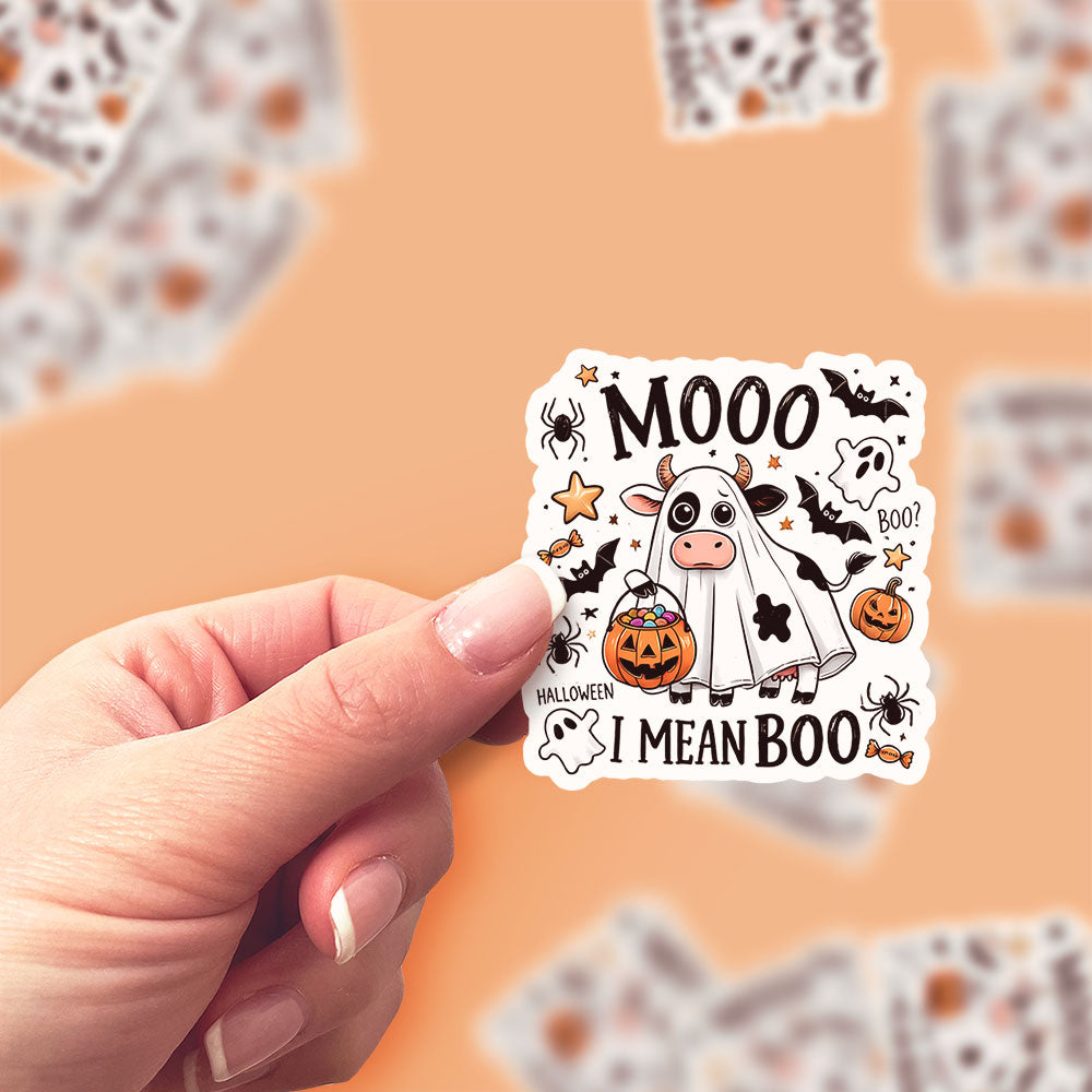 Mooo I Mean Boo Sticker - Classic Shine - Topperswap