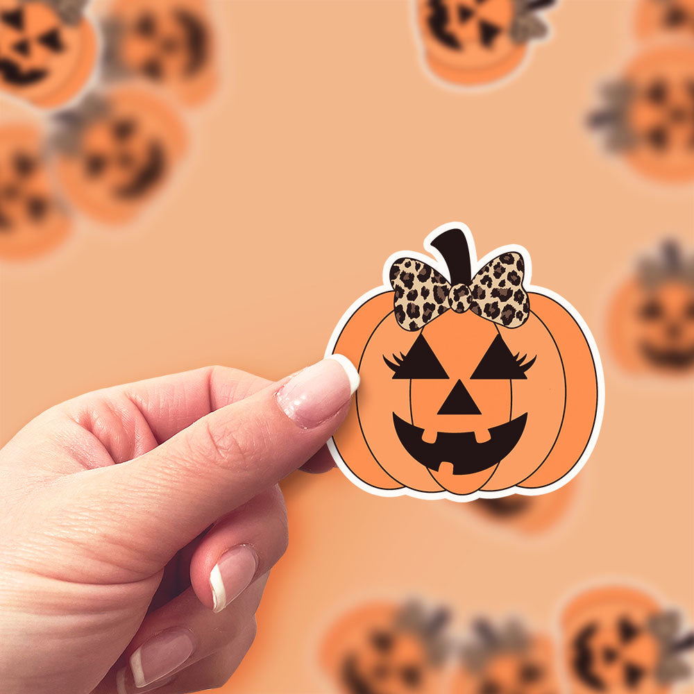 Leopard Glam Pumpkin Sticker - Classic Shine - Topperswap