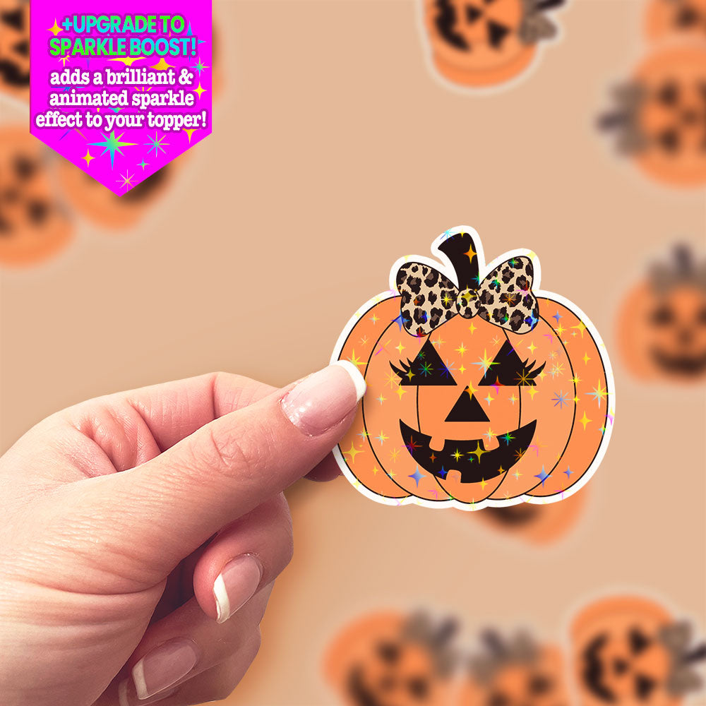 Leopard Glam Pumpkin Sticker - Make it Sparkle - Topperswap