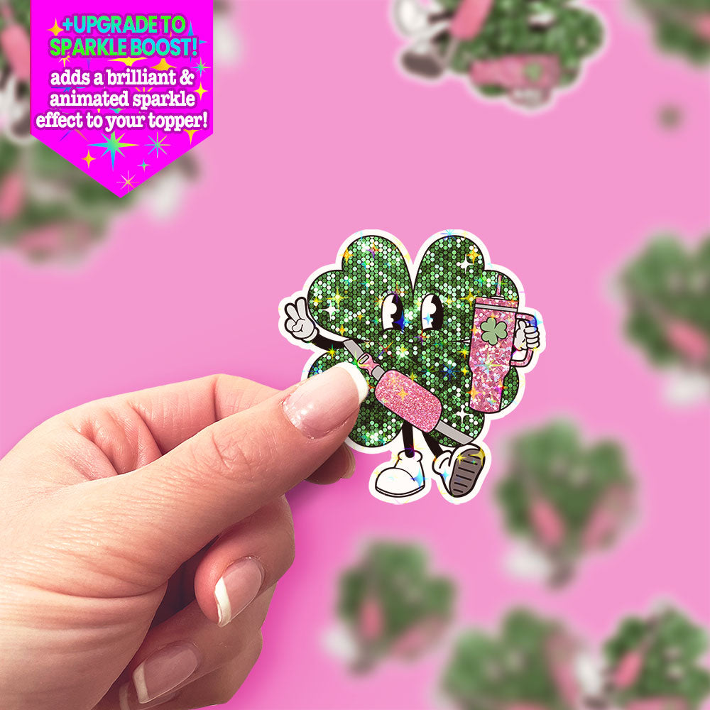Glitter Shamrock Diva Sticker - Make it Sparkle - Topperswap