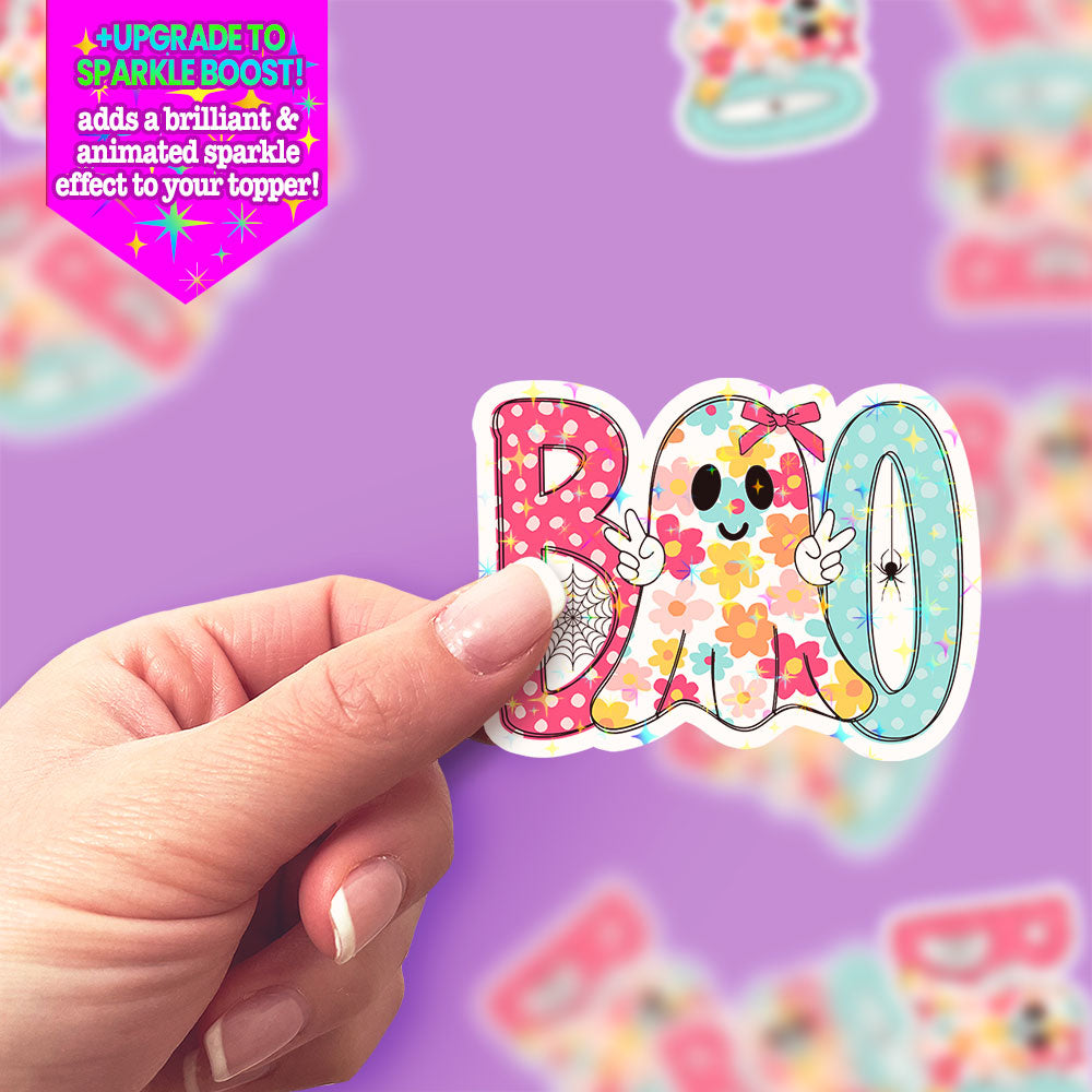 Groovy Flower Boo Sticker - Make it Sparkle - Topperswap