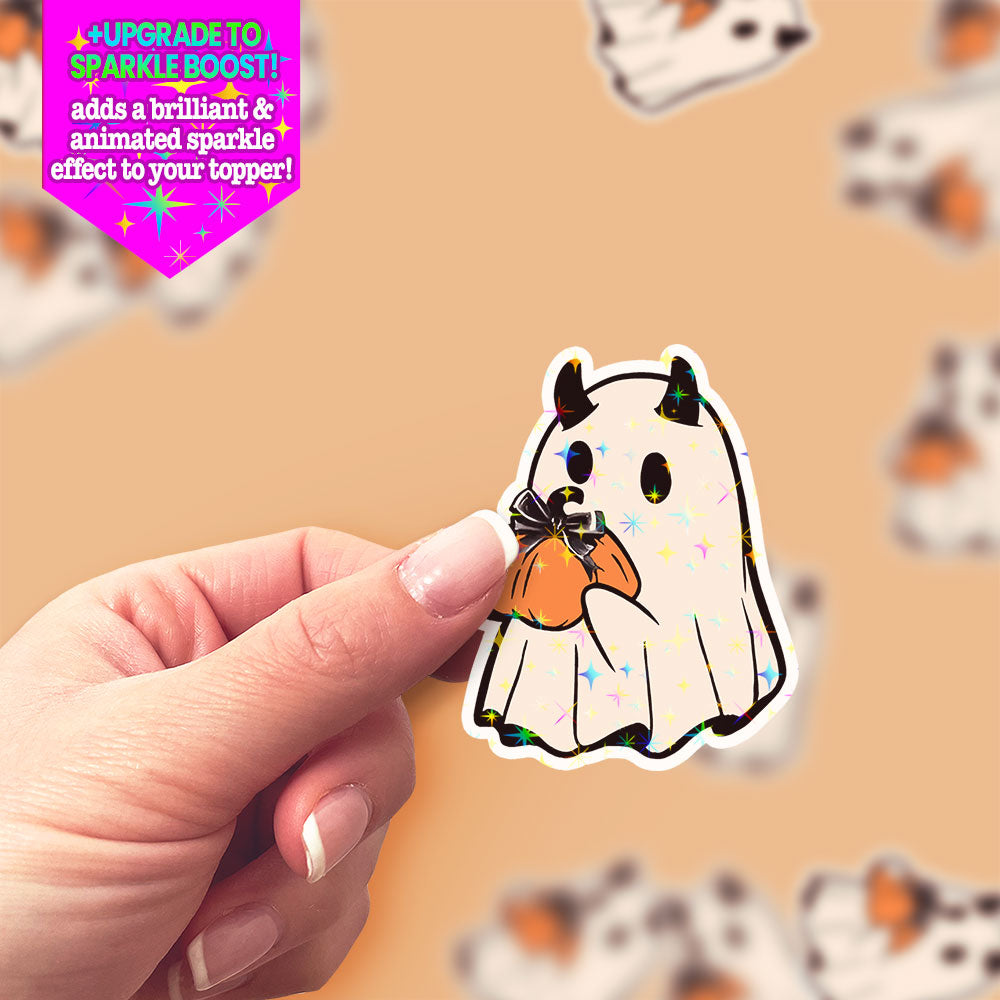 Pumpkin Ghost Vibes Sticker - Make it Sparkle - Topperswap