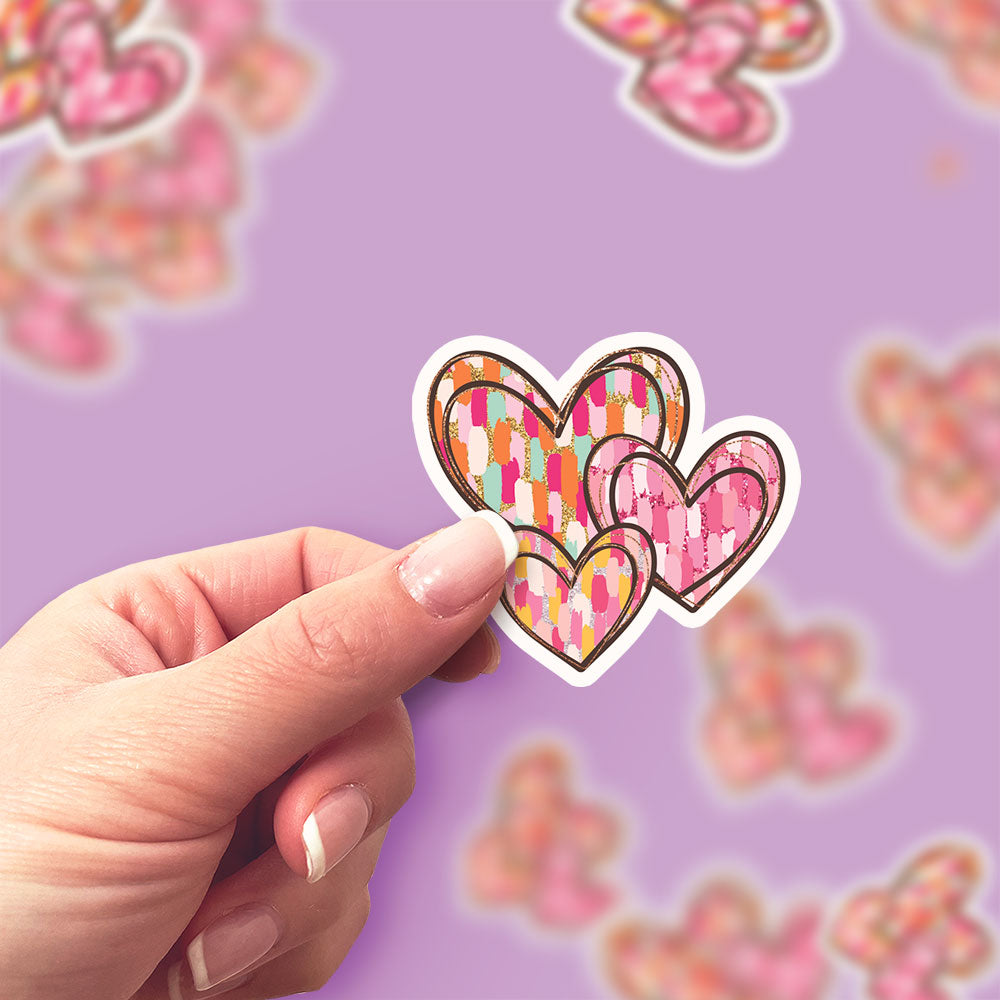 Heart Patchwork Trio Sticker - - Topperswap