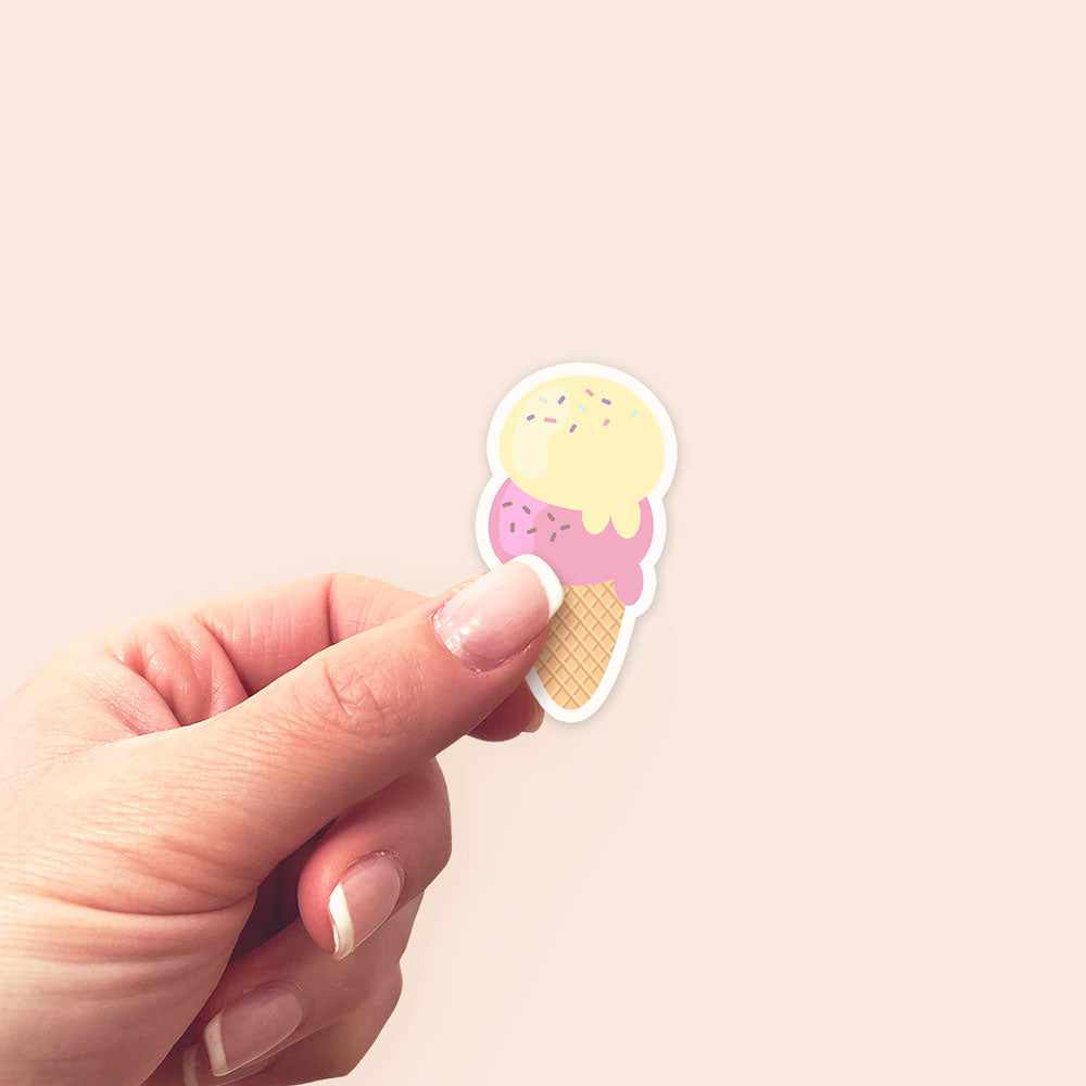Double Scoop Delight Ice Cream Sticker - - Topperswap