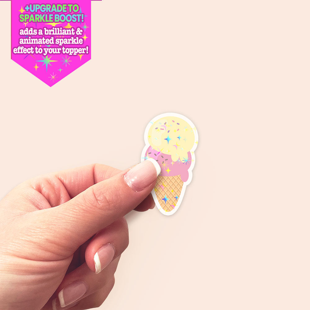 Double Scoop Delight Ice Cream Sticker - - Topperswap