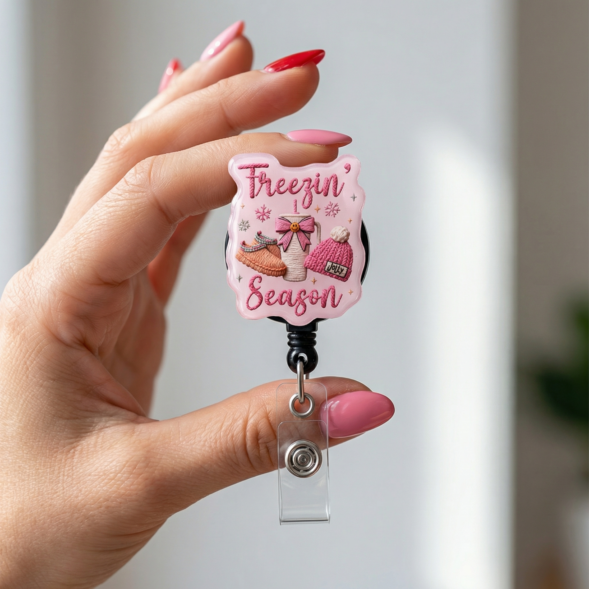 Frosty Fun Guru Pop Topper Swapfinity Retractable ID Badge Reel - - Topperswap