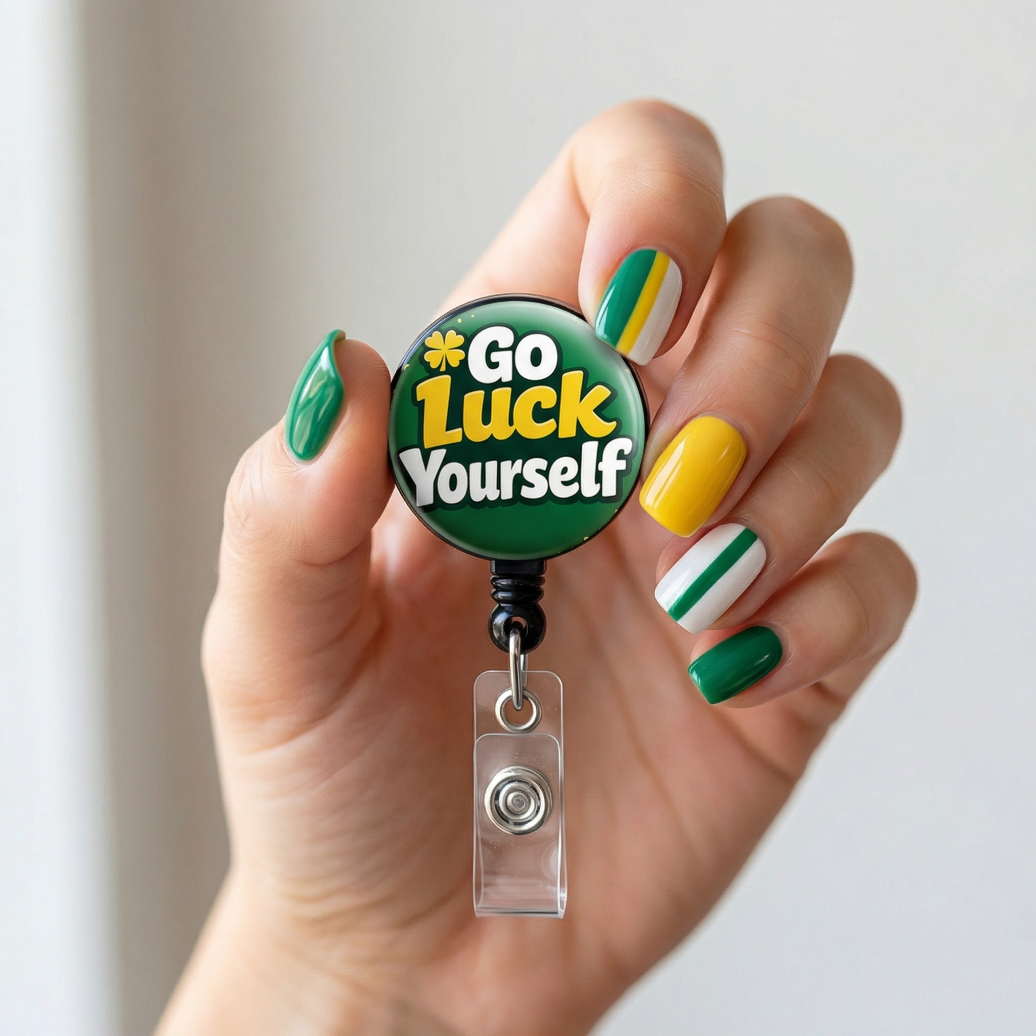 Go Luck Yourself Swapfinity Retractable ID Badge Reel - - Topperswap