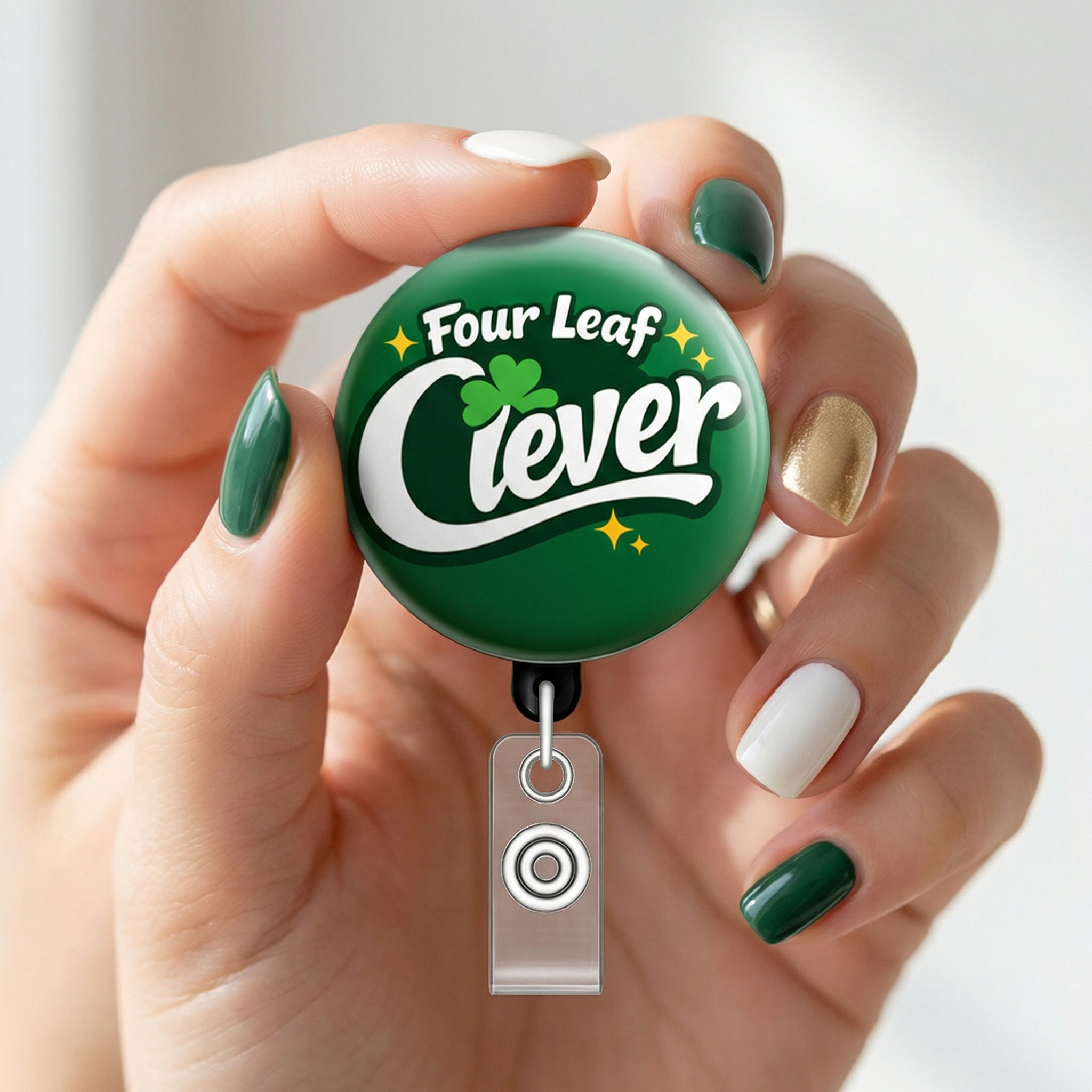Four Leaf Clever Swapfinity Retractable ID Badge Reel - - Topperswap