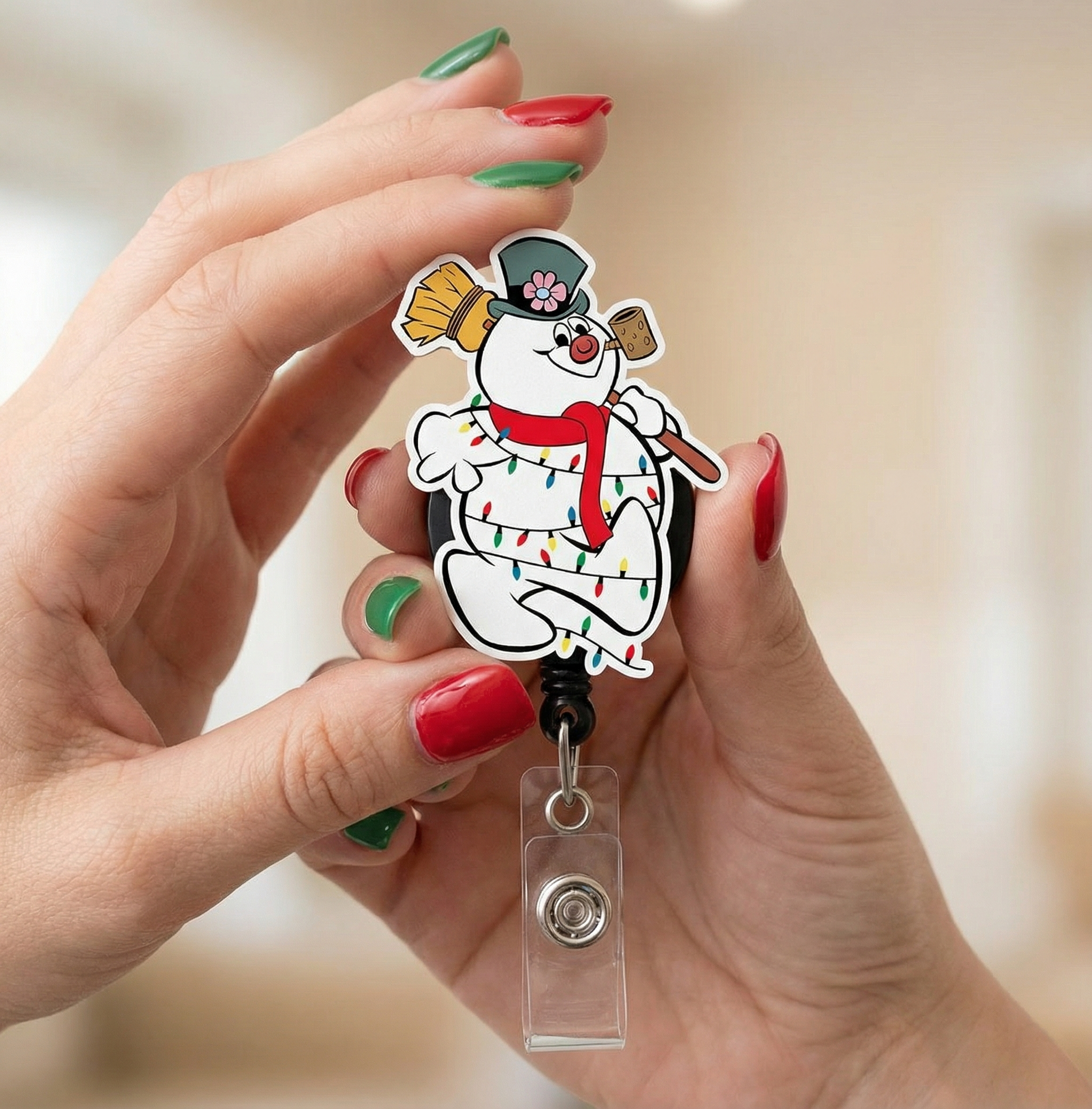 Frosty in Lights Pop Topper Swapfinity Retractable ID Badge Reel - - Topperswap