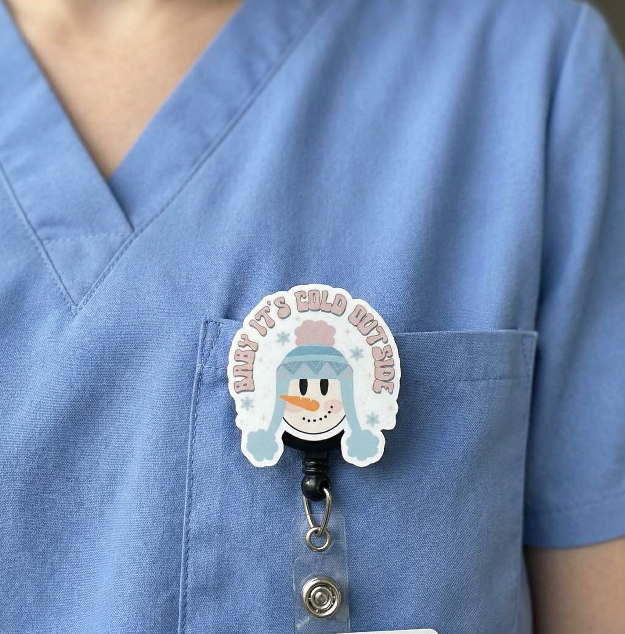 Frosty Fun Pop Topper Swapfinity Retractable ID Badge Reel - - Topperswap