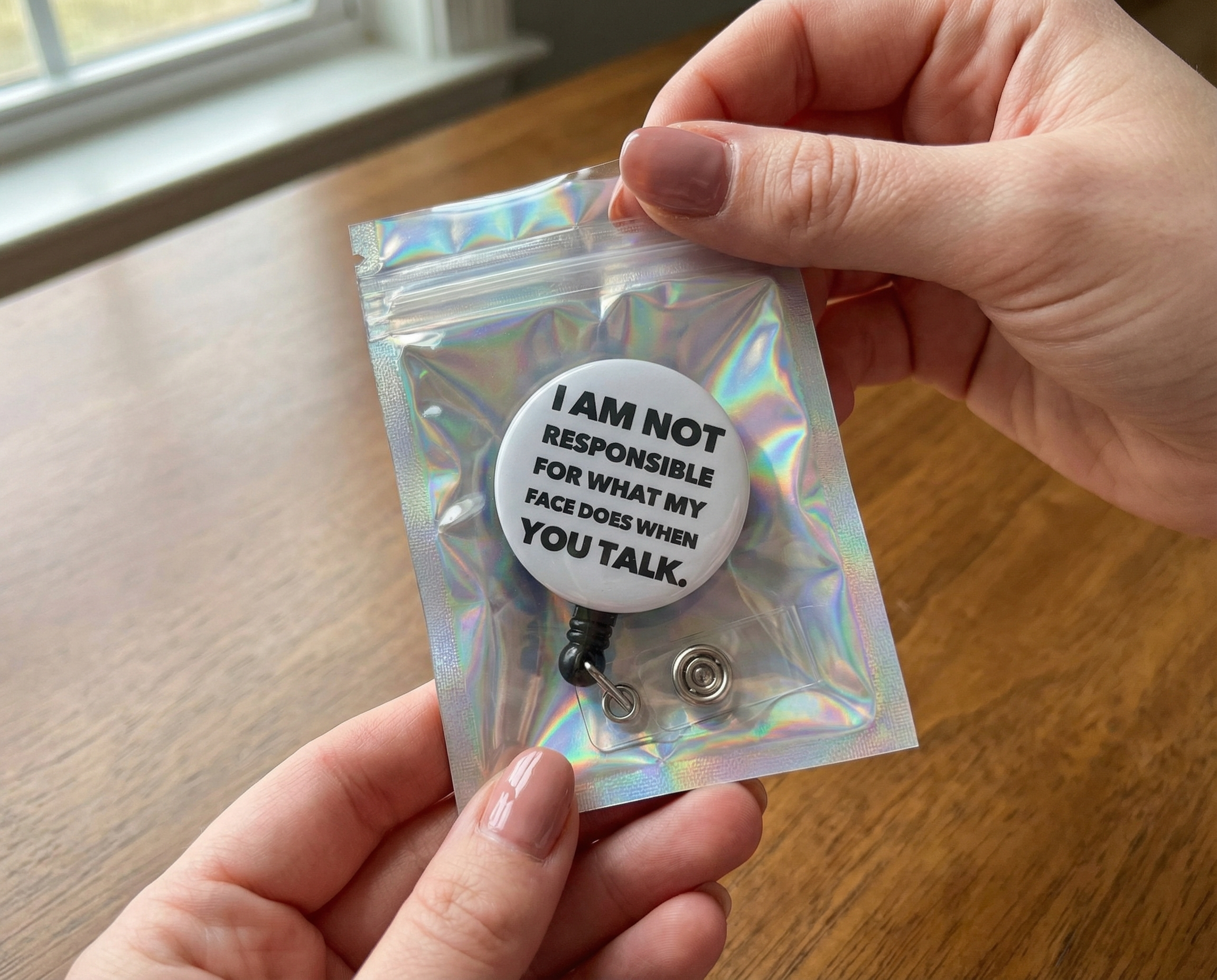 What My Face Does Retractable ID Badge Reel • Funny, Humor, Coffee, Sarcastic Gift • Swapfinity - - Topperswap