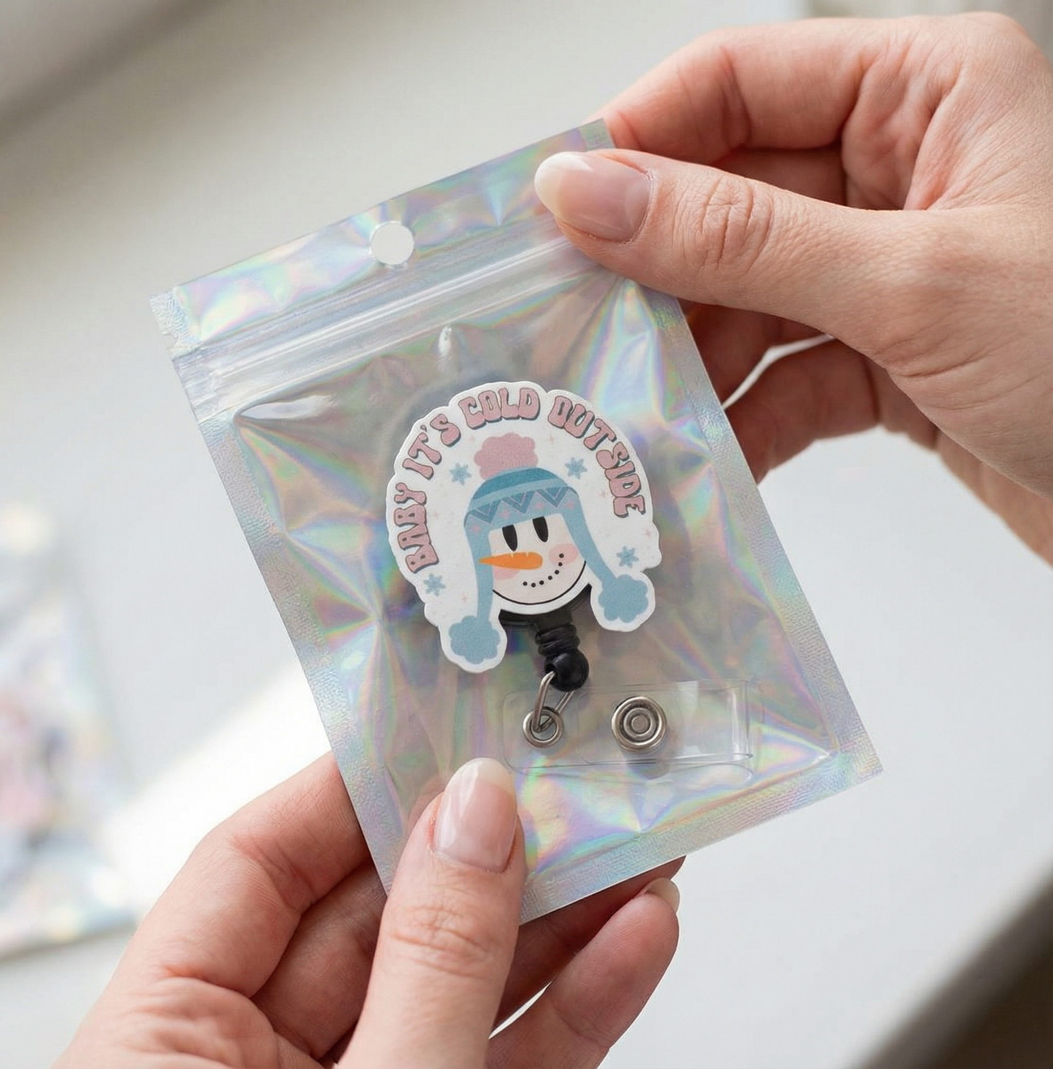 Frosty Fun Pop Topper Swapfinity Retractable ID Badge Reel - - Topperswap