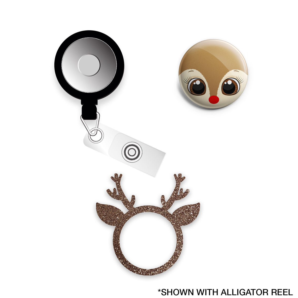 Rudy the Reindeer Starter Bundle (Save 5%) • Winter Reindeer Christmas Retractable Magnetic ID Badge Reel, ID Holder • Swapfinity - - Topperswap