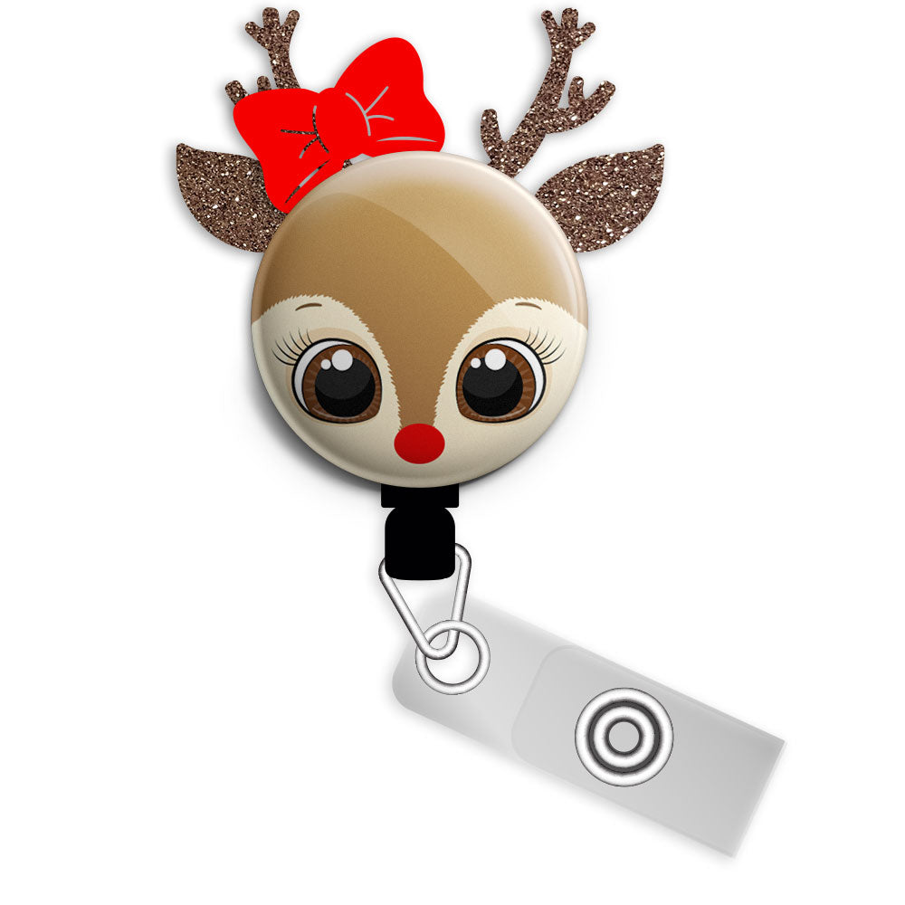 Ruby the Reindeer Starter Bundle (Save 5%) • Winter Reindeer Christmas Retractable Magnetic ID Badge Reel, ID Holder • Swapfinity - - Topperswap