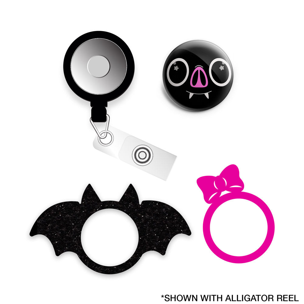 Battina The Bat Starter Bundle (Save 5%) • Halloween Nurse Gift, Bat Badge Reel, CNA Badge Holder • Swapfinity - - Topperswap