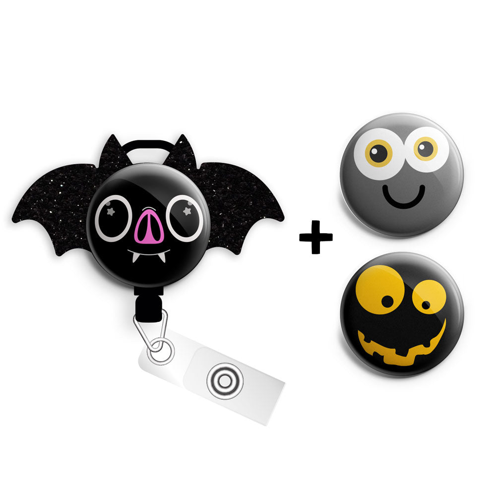 Batty Starter Bundle (Save 10%) • Halloween RN Gift, Bat Badge Reel, Badge Holder • Swapfinity - Slide Clip/Lanyard - Topperswap