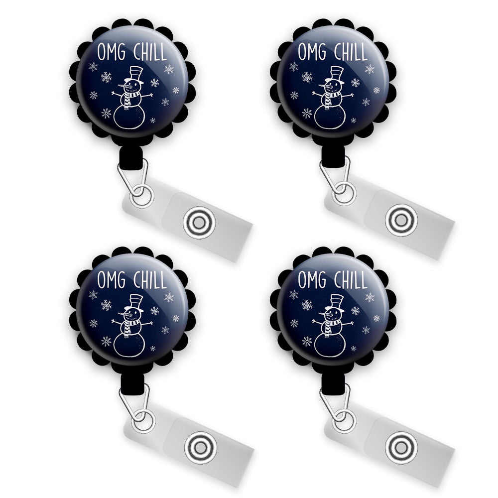 OMG Chill Retractable ID Badge Reel • Winter Season, Funny Pun • Swapfinity - - Topperswap