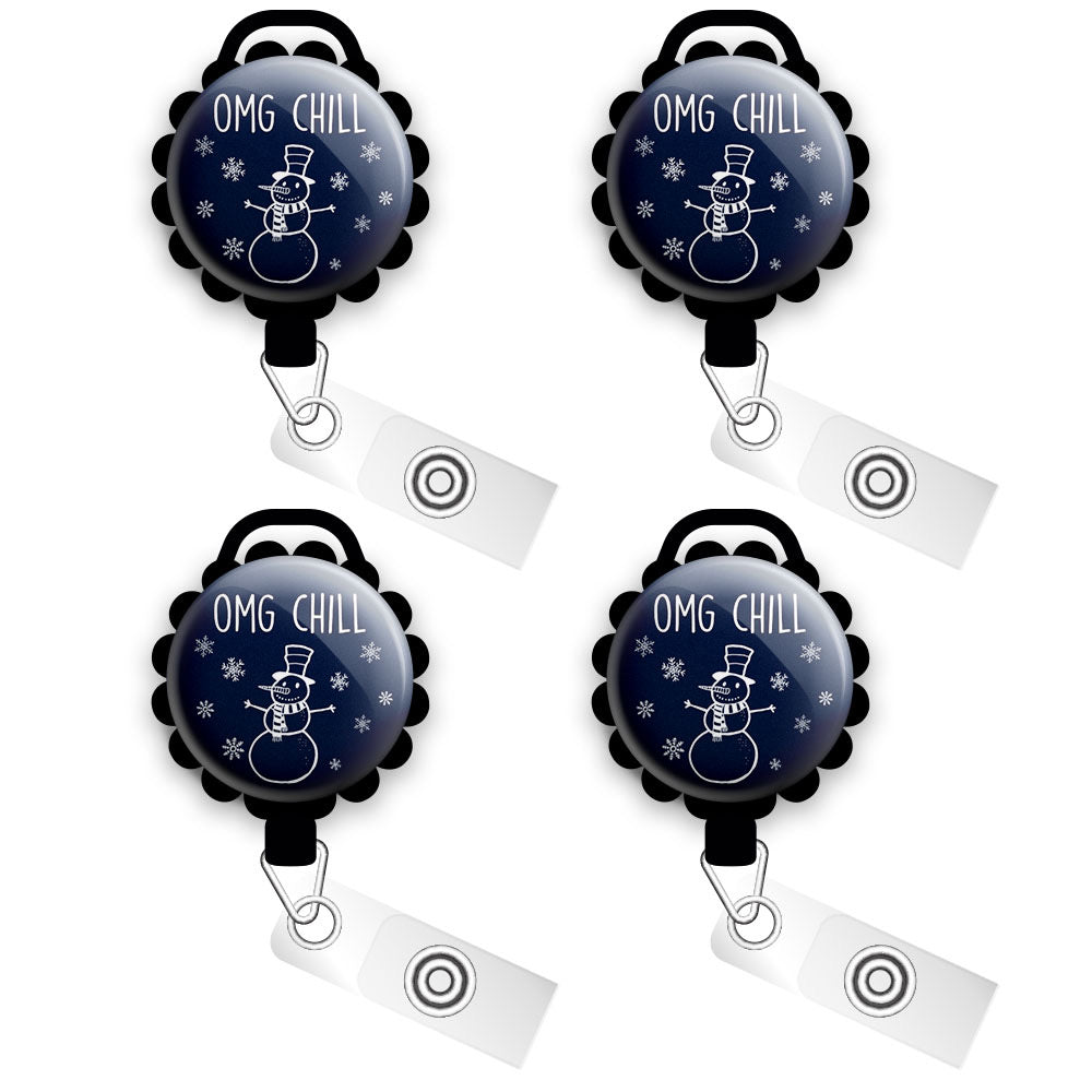 OMG Chill Retractable ID Badge Reel • Winter Season, Funny Pun • Swapfinity - - Topperswap