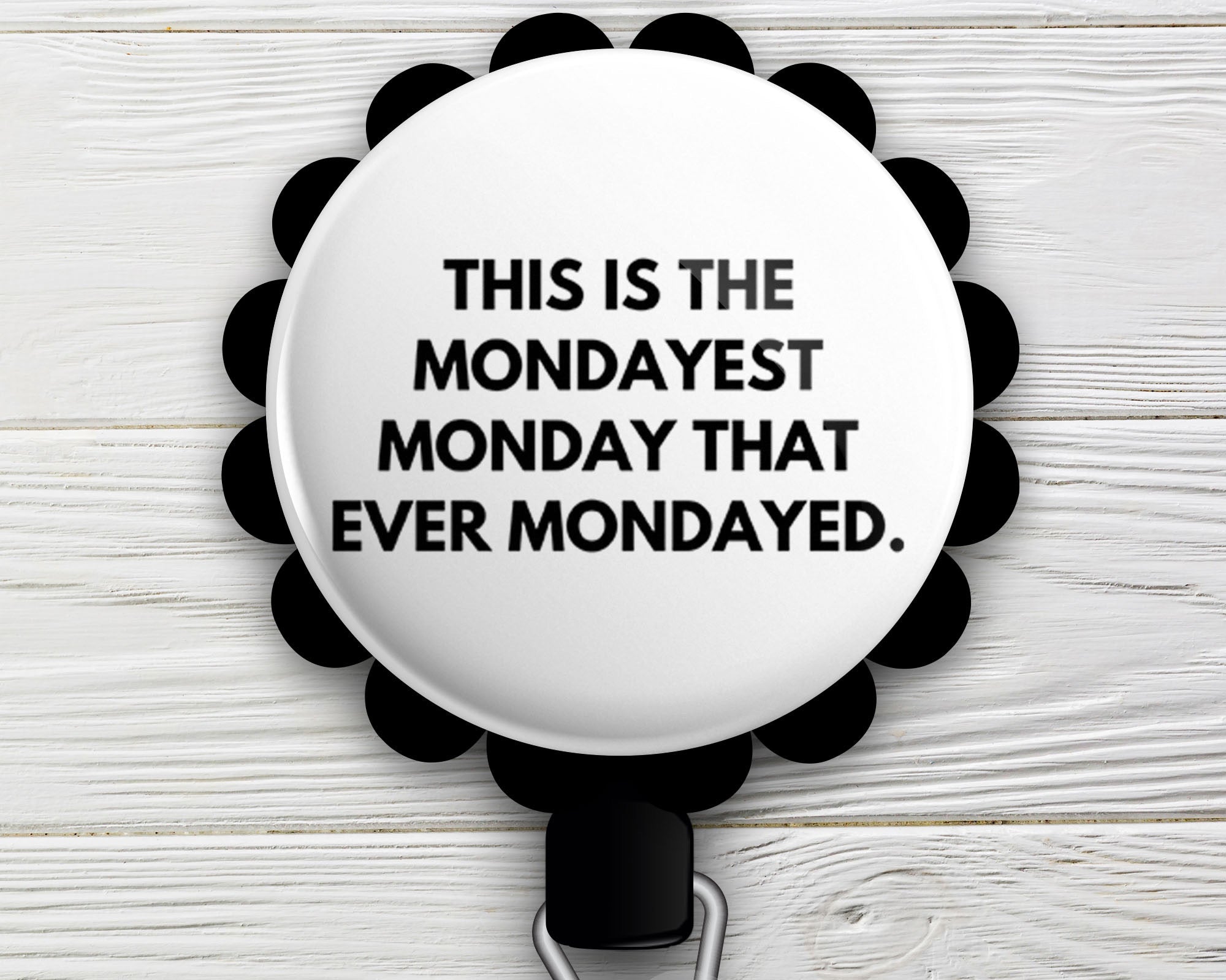 Mondayest Monday Retractable ID Badge Reel • Funny, Humor, Coffee, Sarcastic Gift • Swapfinity - - Topperswap