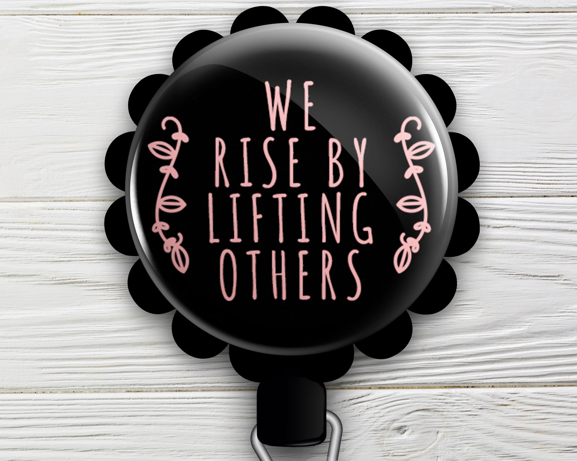 We Rise By Lifting Others Retractable ID Badge Reel • Inpsirational ID Badge Holder • Swapfinity - - Topperswap