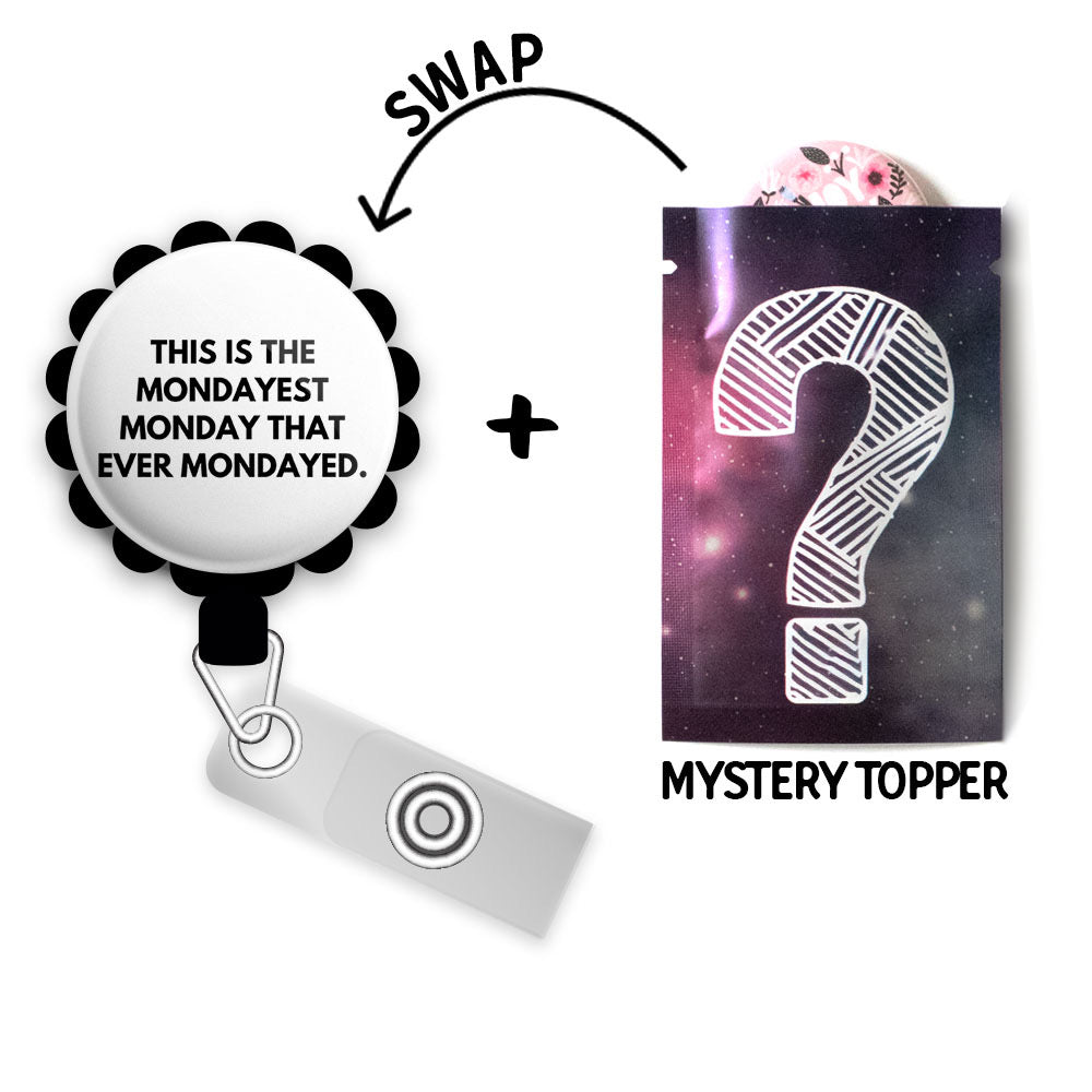 Mondayest Monday Retractable ID Badge Reel • Funny, Humor, Coffee, Sarcastic Gift • Swapfinity - - Topperswap