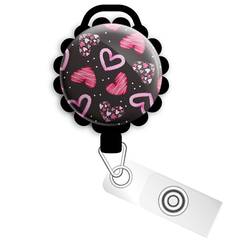 Floating Hearts Retractable ID Badge Reel • Valentine's Day Candy ID Badge Holder • Swapfinity - - Topperswap