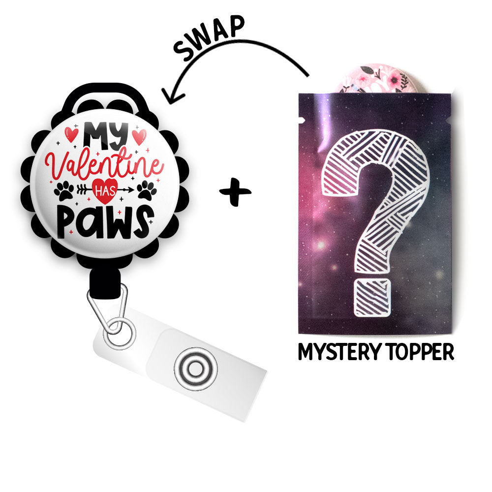 Valentine Paws Retractable ID Badge Reel • Valentine's Day Dog, Cat ID Badge Holder • Swapfinity - - Topperswap