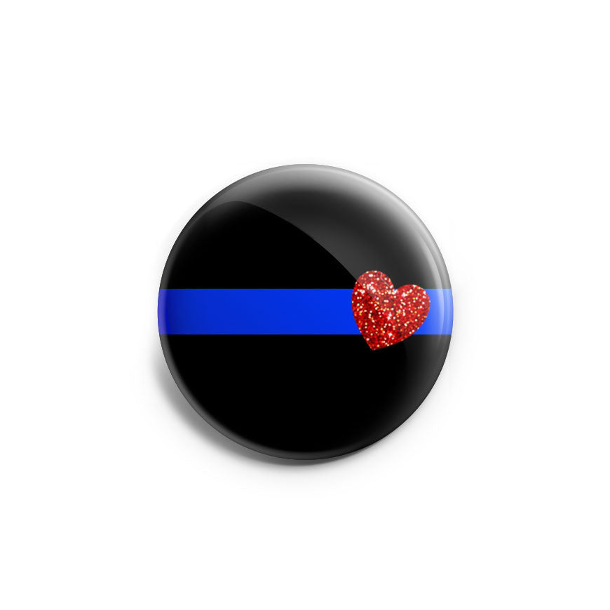 Pretty Thin Blue Line Glitter Heart Topper - - Topperswap