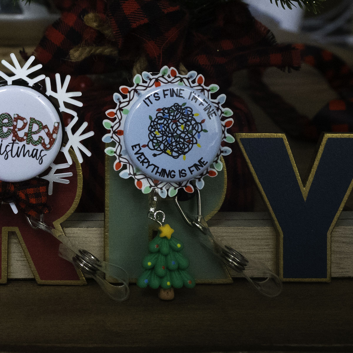 Lighted Christmas Tree Charm Badge Reel Add-on - - Topperswap