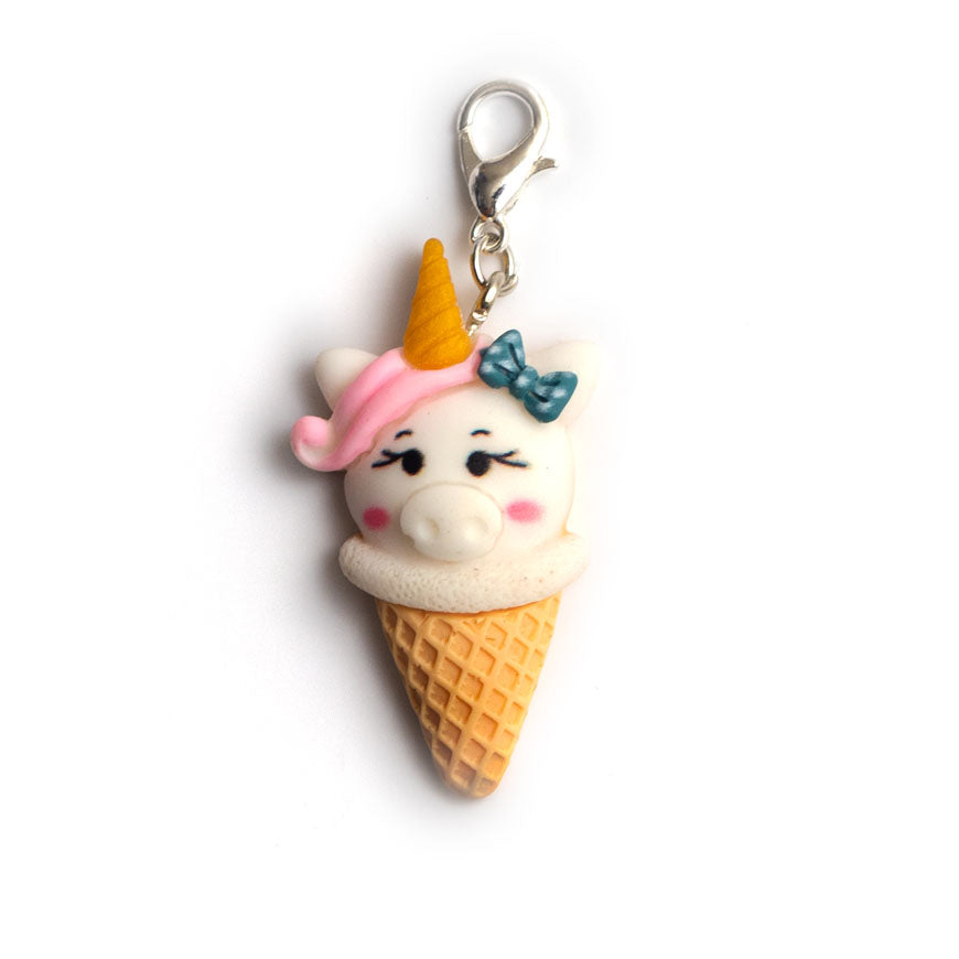 Ice Cream Unicorn Charm Badge Reel Add-on - - Topperswap