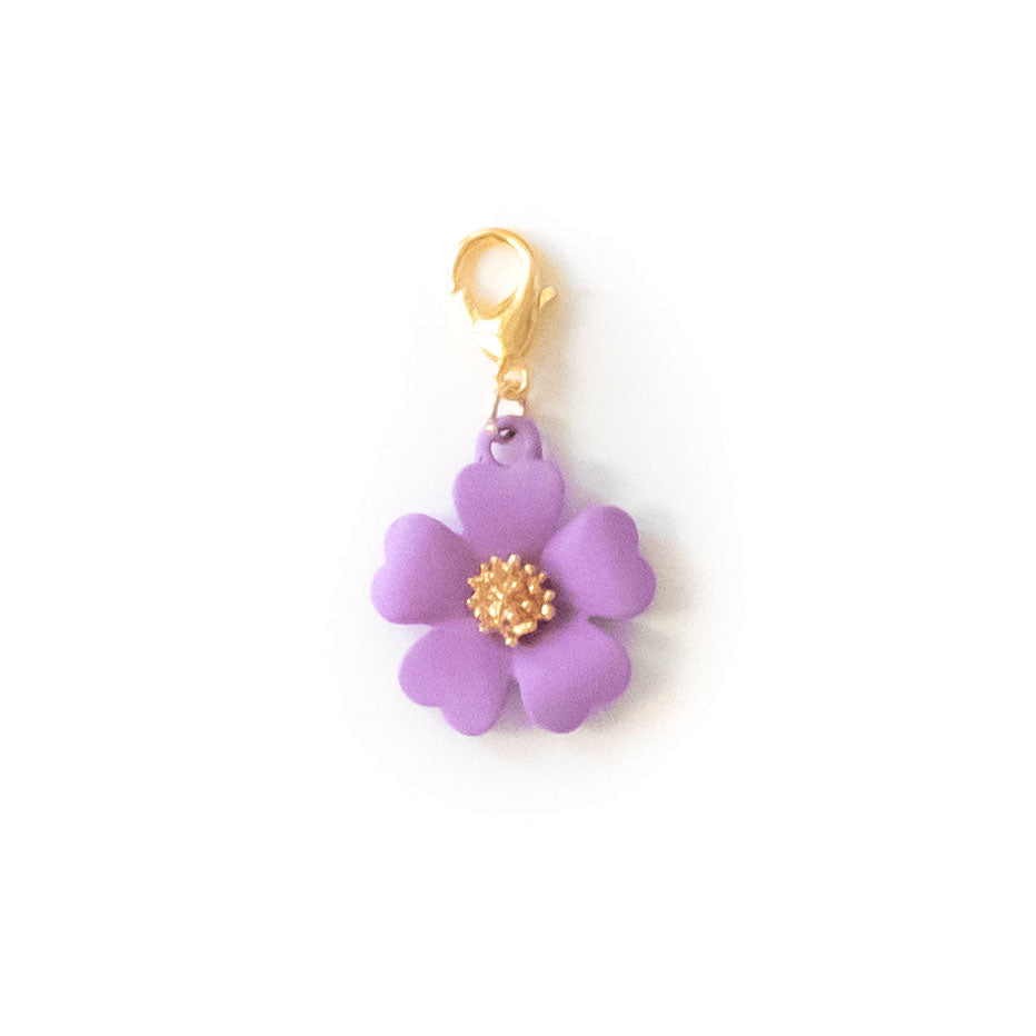 Purple Flower Charm Badge Reel Add-on - - Topperswap