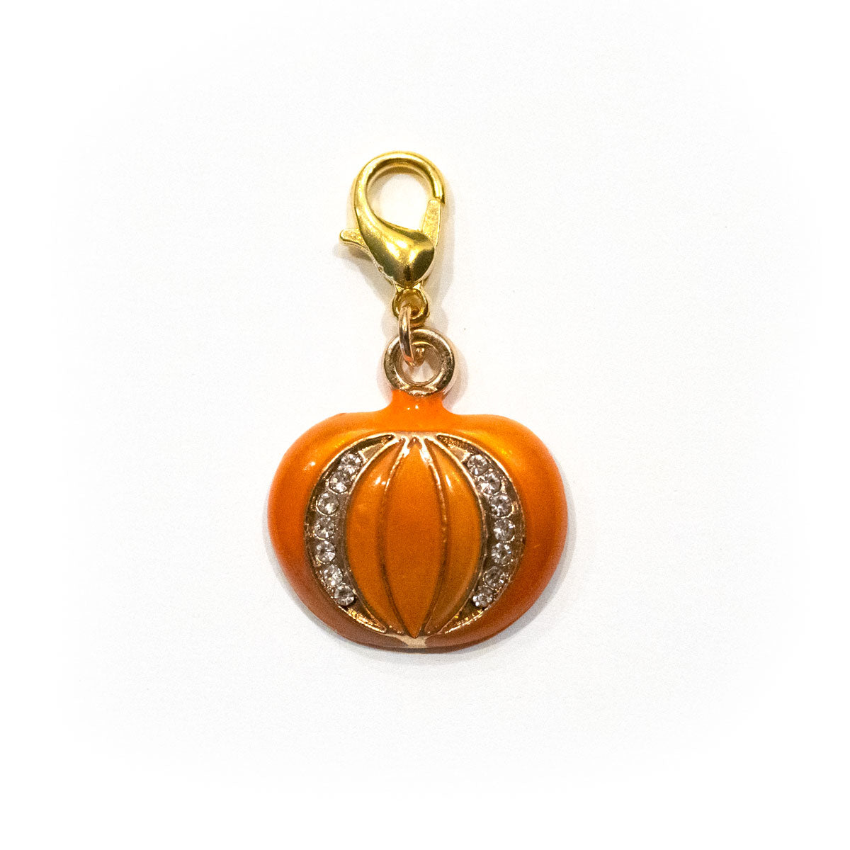 Pumpkin Charm with Crystals Badge Reel Add-on - - Topperswap