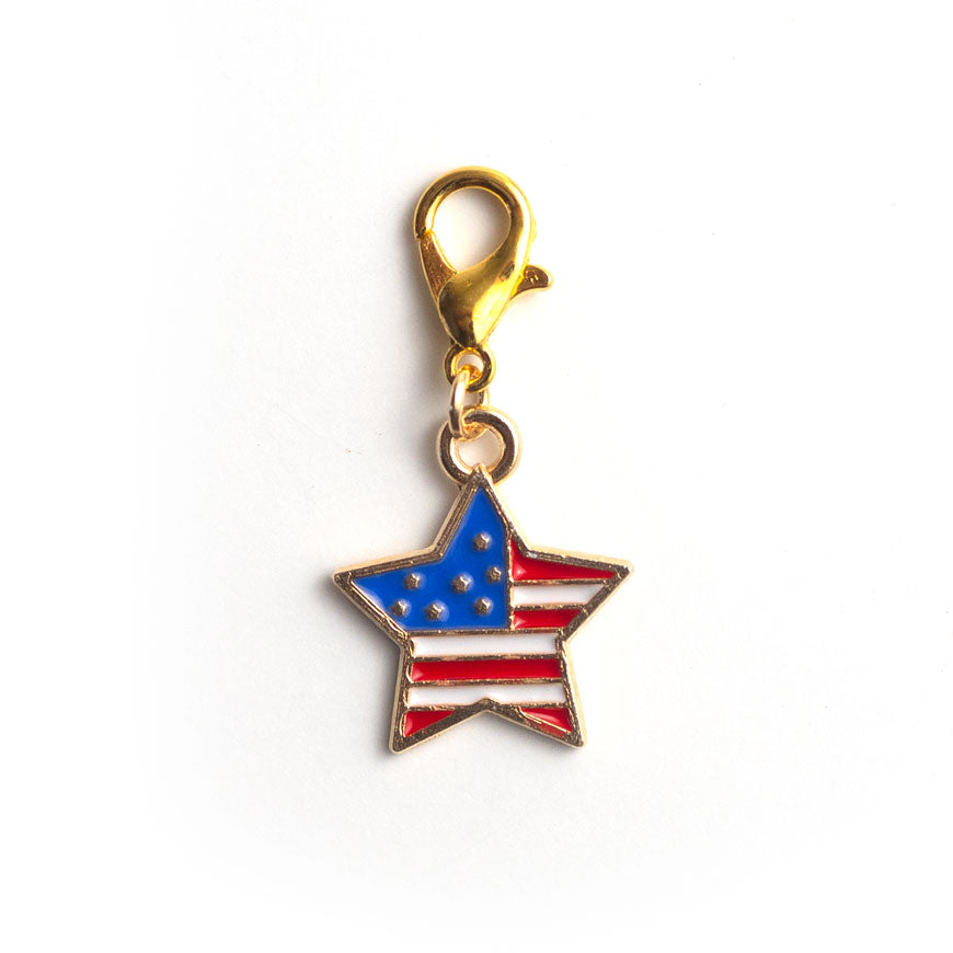 American Flag Star Charm Badge Reel Add-on - - Topperswap