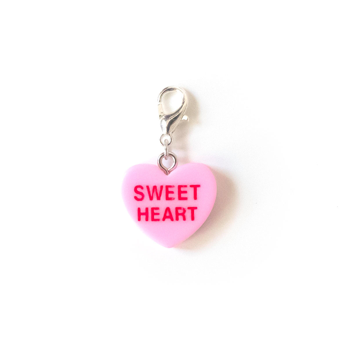 Sweet Heart Pink Candy Heart Charm Badge Reel Add-on - - Topperswap