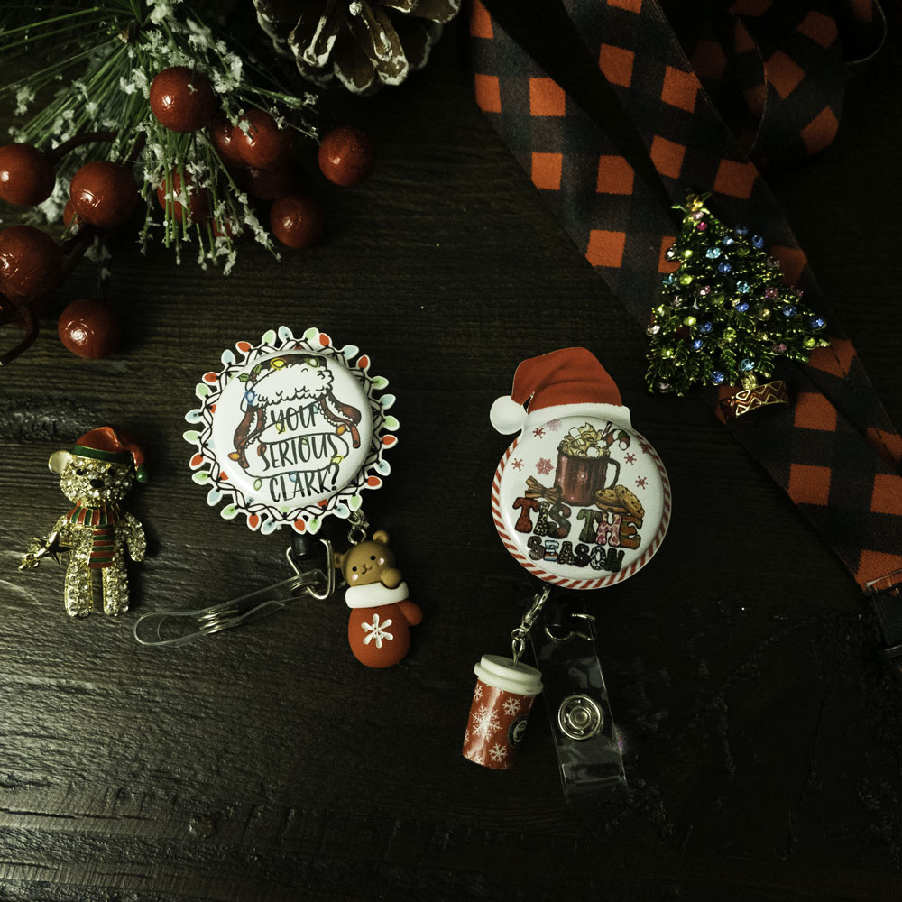 Christmas Bear Stocking Charm Badge Reel Add-on - - Topperswap