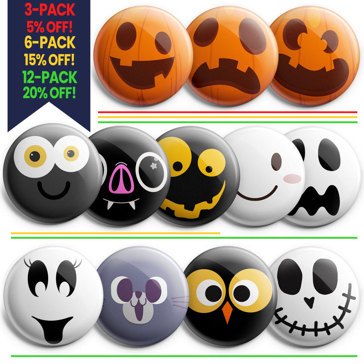 Spooky Faces 12-Pack (Save 20%) - - Topperswap