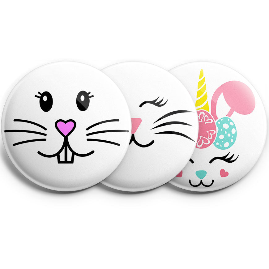 Hoppy Trio Easter Bunny Face Toppers 3-Pack - - Topperswap