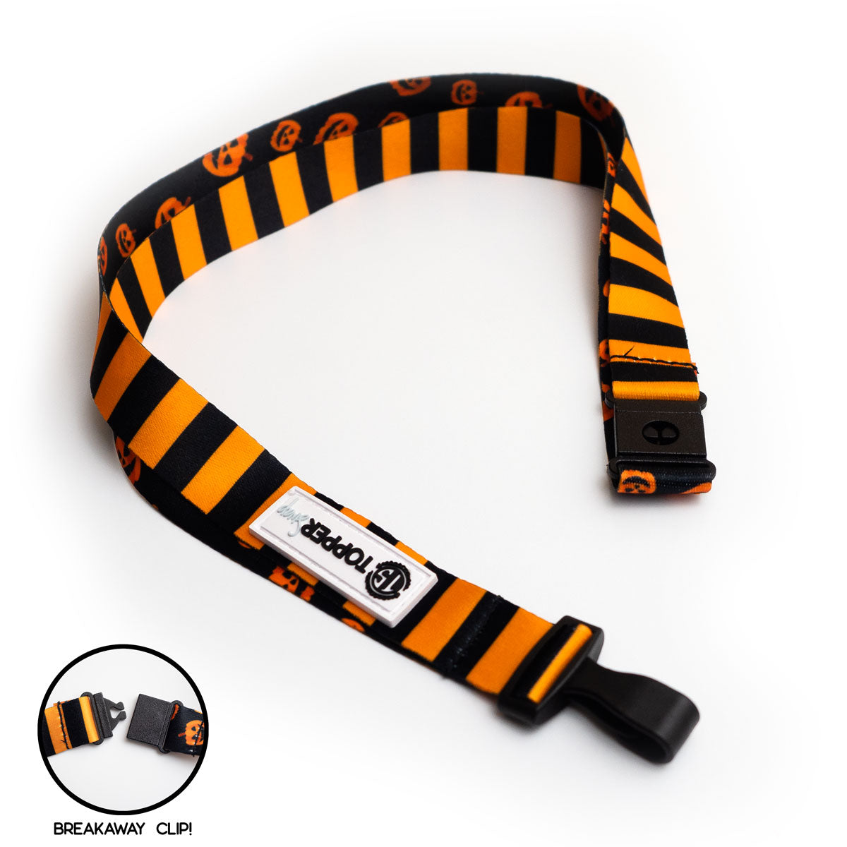 Pumpkin and Stripe Duo Breakaway Lanyard - - Topperswap