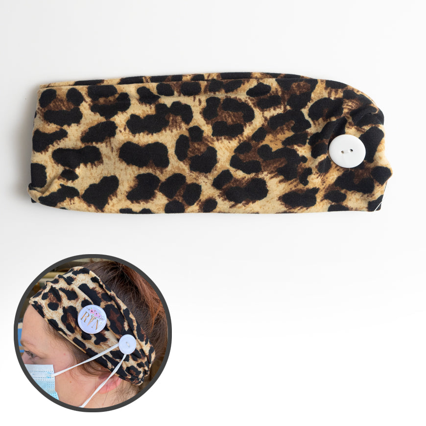 Leopard Headband with Buttons for Mask | Ear Saver - - Topperswap