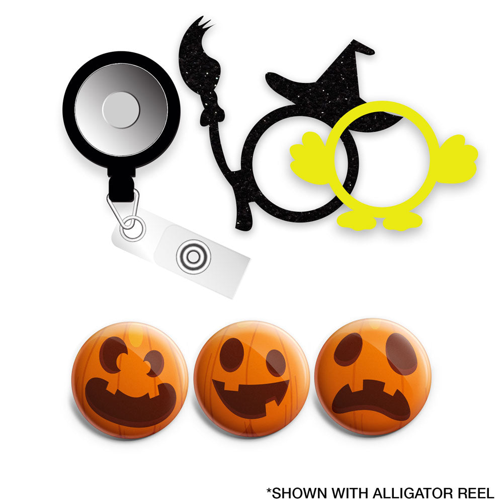 Bewitching Pumpkin Starter Bundle (Save 10%) Halloween RN Gift, Bat Badge Reel, Badge Holder • Swapfinity - - Topperswap