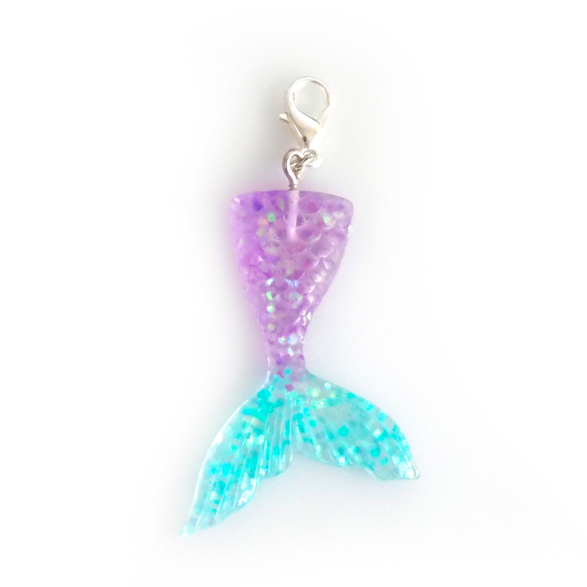 Purple & Aqua Mermaid Tail Charm Badge Reel Add-on - - Topperswap
