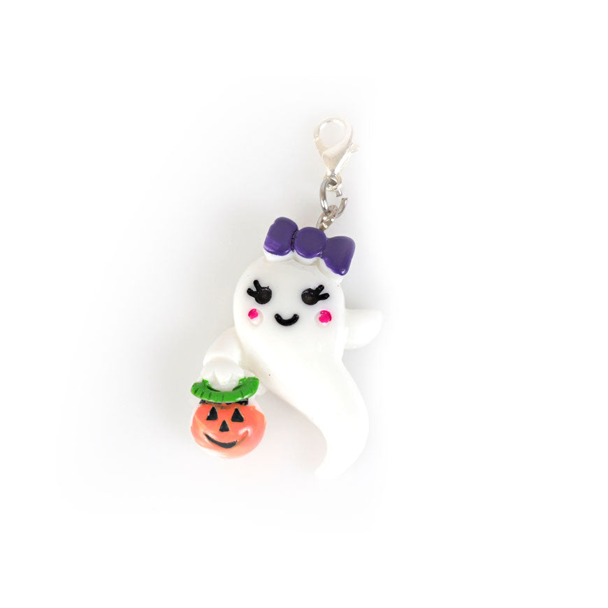 Trick or Treat Ghost Charm Badge Reel Add-on - - Topperswap